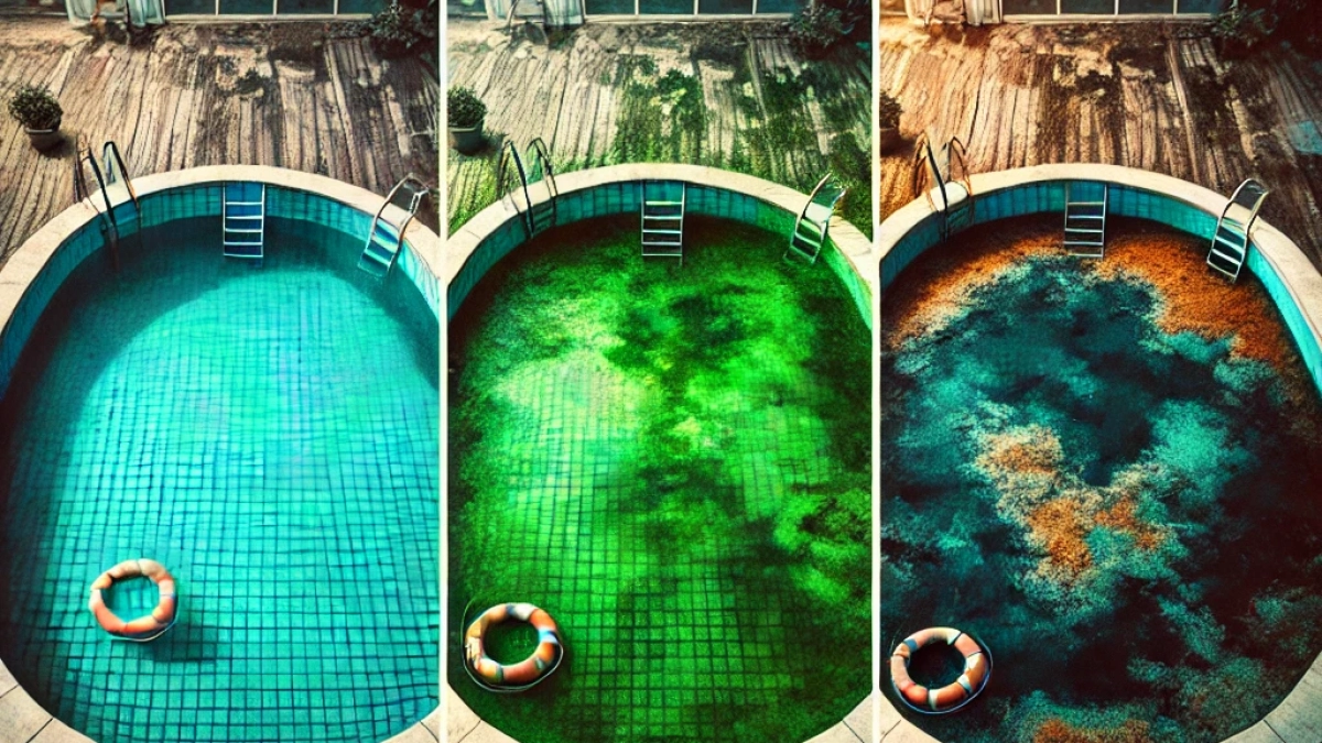 Clean your pool depending on the water color