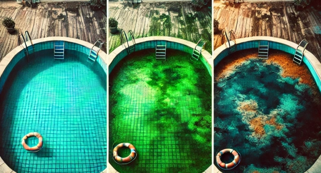 Clean your pool depending on the water color